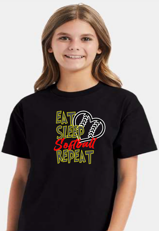 Eat, Sleep, Softball, Repeat (Tee Shirt or Hoody)