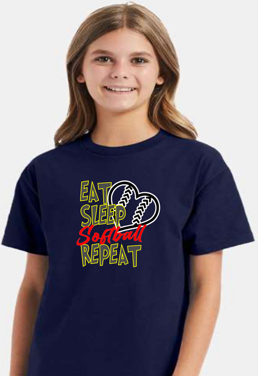 Eat, Sleep, Softball, Repeat (Tee Shirt or Hoody)
