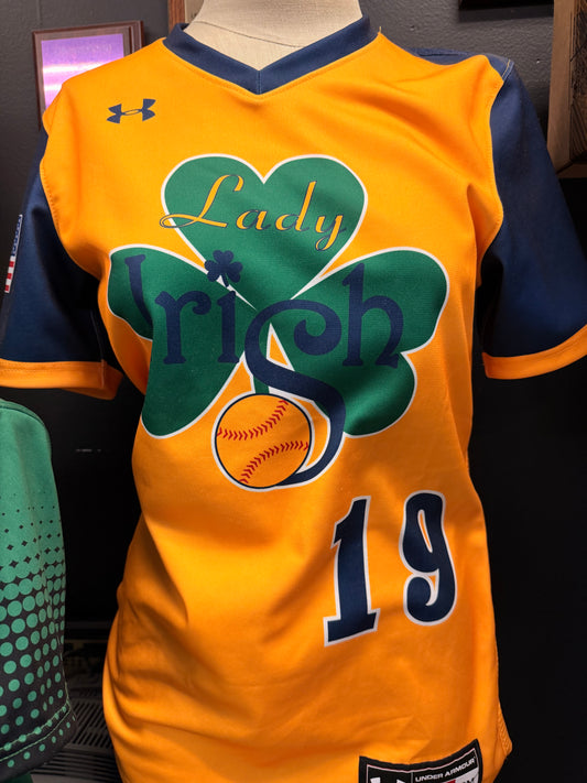 Lady Irish Yellow Jersey/Navy Pants Uniform Combo