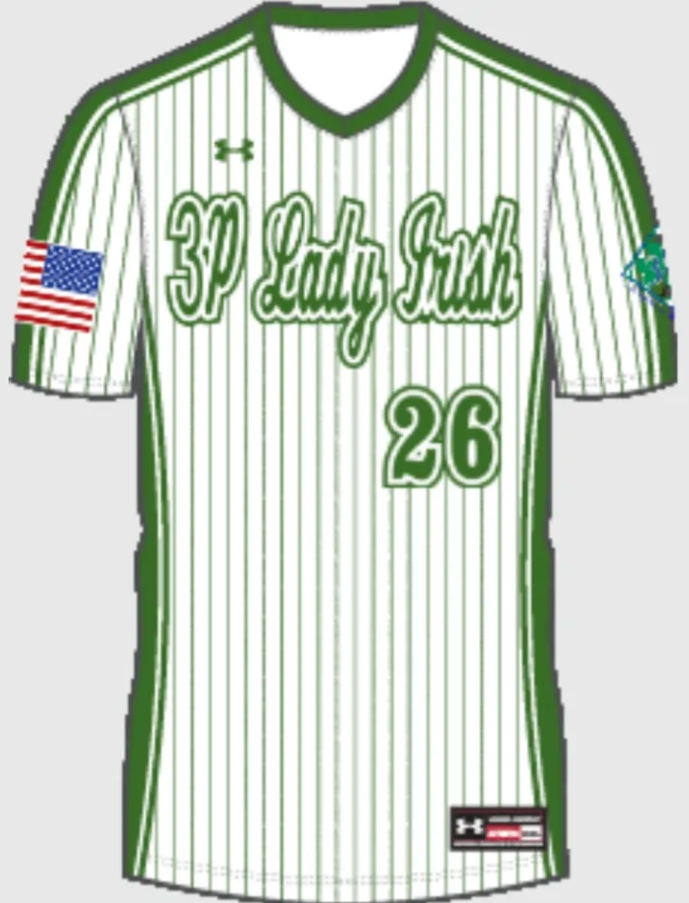 Lady Irish White/Green Pinstripe Uniform Combo