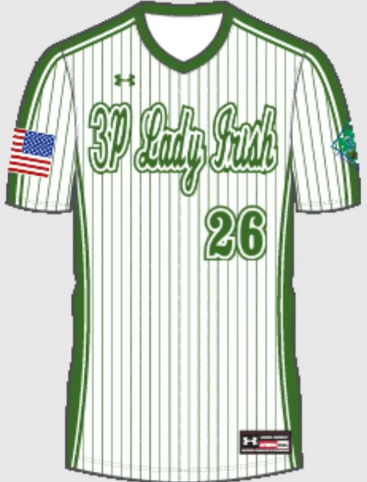 Lady Irish White/Green Pinstripe Uniform Combo