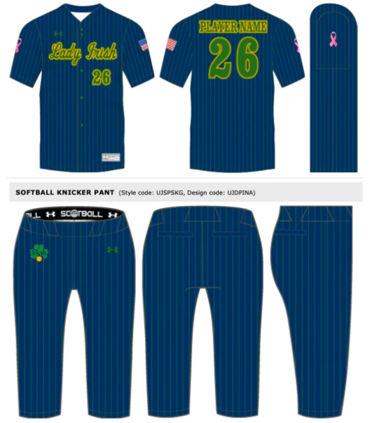 Lady Irish Navy/Green Pinstripe Uniform Combo